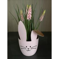 Windlicht Hase mit Knickohr pastellrosa/gold