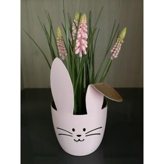 Windlicht Hase mit Knickohr pastellrosa/gold
