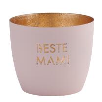Windlicht Beste Mami pastellrosa/gold