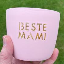 Windlicht Beste Mami pastellrosa/gold
