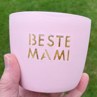 Windlicht Beste Mami pastellrosa/gold