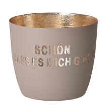 Windlicht Schön dass es dich gibt sandstone/gold