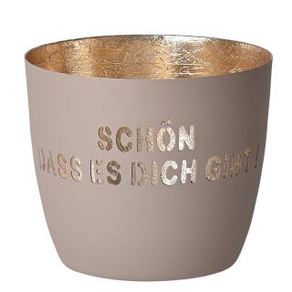 Windlicht Schön dass es dich gibt sandstone/gold