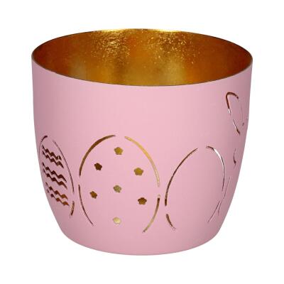 Windlicht Hase mit Ostereier rosa/gold