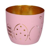 Windlicht Hase mit Ostereier rosa/gold