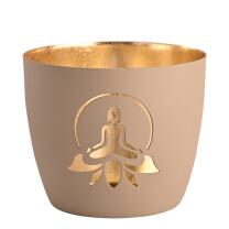 Windlicht Lotus Yoga Silhouette sanstone/gold