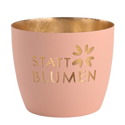 Windlicht Statt Blumen pastellrosa/gold