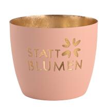 Windlicht Statt Blumen pastellrosa/gold