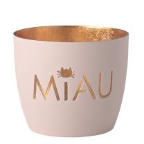 Windlicht Miau pastellrosa/gold