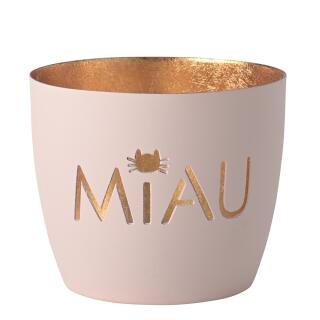 Windlicht Miau pastellrosa/gold