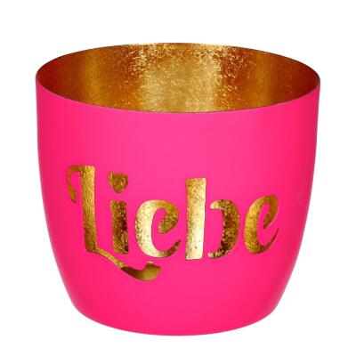 Windlicht Liebe hot pink/gold