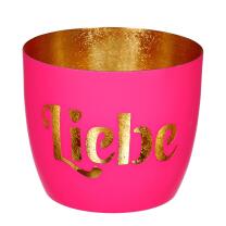 Windlicht Liebe hot pink/gold