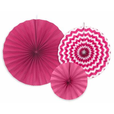 Dekorative Rosetten, 3 Stück -  fuchsia