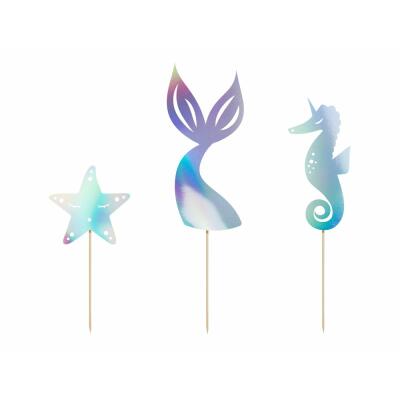 Cake Topper Meerjungfrau - irisierend, 3-teilig