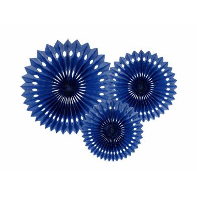 Rosetten aus Seidenpapier, 3 Stück -  marineblau
