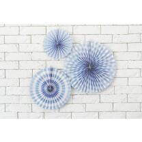Dekorative Rosetten, 3 Stück - pastellblau gemustert