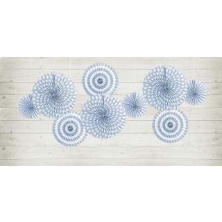 Dekorative Rosetten, 3 Stück - pastellblau gemustert