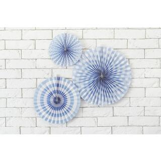 Dekorative Rosetten, 3 Stück - pastellblau gemustert