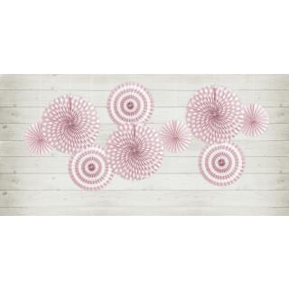 Dekorative Rosetten, 3 Stück - pastellrosa gemustert