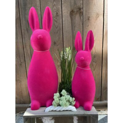 Hase "Babette" beflockt stehend - pink