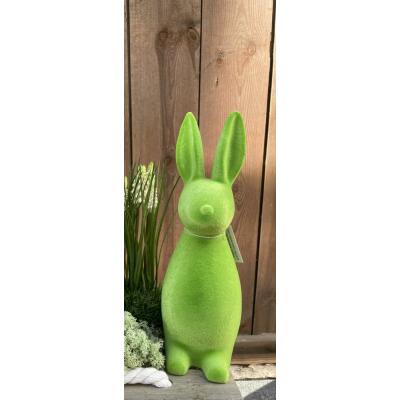 Hase "Babette" beflockt stehend - grün 29,5 cm