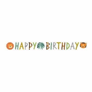 Girlande Happy Birthday -   wilde Tiere "Get Wild"
