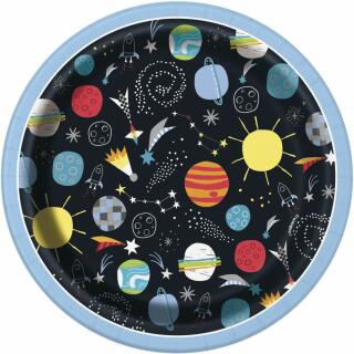 Weltraum Rakete - Pappteller klein, 8 Stück