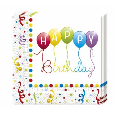 Happy Birthday Streamers  - Servietten,  20 Stück