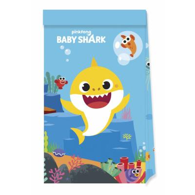 Baby Shark - 4 Partytüten aus Papier