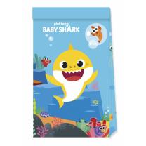 Baby Shark - 4 Partytüten aus Papier