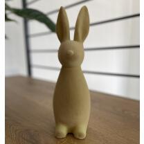 Hase beflockt stehend - grünbraun 31 cm