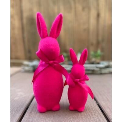 Hase mit Schleife  stehend 2er-Set pink
