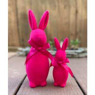 Hase mit Schleife  stehend 2er-Set pink