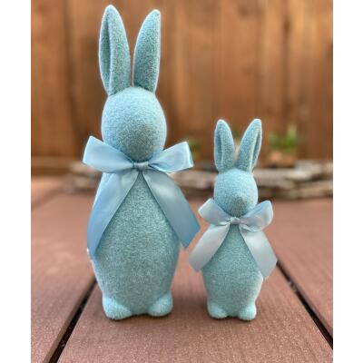 Hase mit Schleife  stehend 2er-Set hellblau