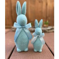 Hase mit Schleife  stehend 2er-Set hellblau