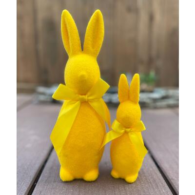 Hase mit Schleife  stehend 2er-Set gelb