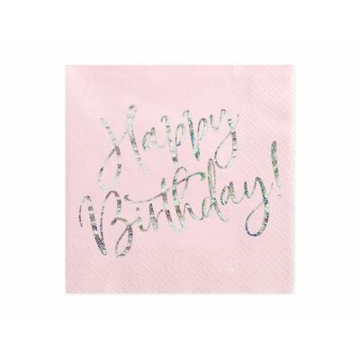Servietten - Happy Birthday puderrosa, 20 Stück
