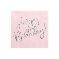 Servietten - Happy Birthday puderrosa, 20 Stück