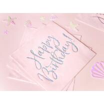 Servietten - Happy Birthday puderrosa, 20 Stück