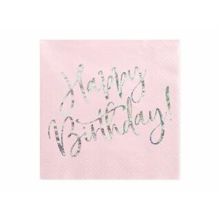 Servietten - Happy Birthday puderrosa, 20 Stück