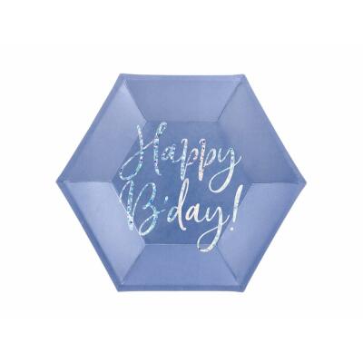 Pappteller - Happy Birthday marineblau, 6 Stück