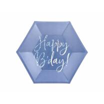 Pappteller - Happy Birthday marineblau, 6 Stück