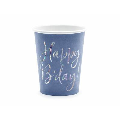 Pappbecher - Happy Birthday marineblau, 6 Stück