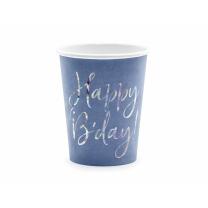 Pappbecher - Happy Birthday marineblau, 6 Stück
