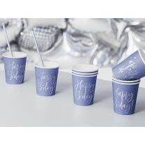 Pappbecher - Happy Birthday marineblau, 6 Stück