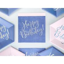Servietten - Happy Birthday marineblau, 20 Stück