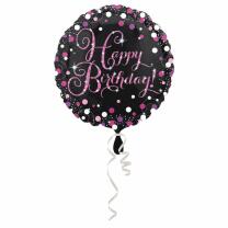 Folienballon Happy Birthday Sparkling pink 45 cm