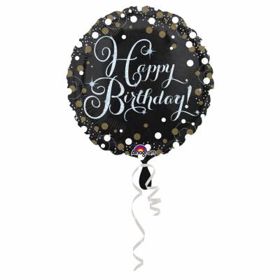 Folienballon Happy Birthday Sparkling silber 45 cm
