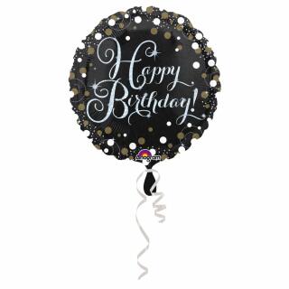 Folienballon Happy Birthday Sparkling silber 45 cm