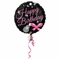 Folienballon Happy Birthday Schleife pink 45 cm